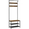 VASAGLE Kleiderständer, Garderobe, Garderobenständer, Kleiderstange Mit 9 Abnehmbaren Haken, Sitzbank, Industrie-Design, Für Flur, Schlafzimmer, Vintagebraun-schwarz Von SONGMICS HSR411B01