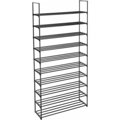 Songmics Schuhregal Mit 10 Ebenen, Schuhaufbewahrung Aus Metall, Für Bis Zu 50 Paar Schuhe, Schuhorganizer Für Wohnzimmer, Flur Und Ankleidezimmer, 92 X 30 X 194 Cm, Schwarz LSA10BK