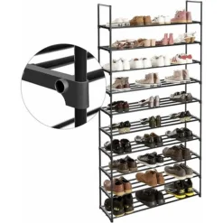 Songmics Schuhregal Mit 10 Ebenen, Schuhaufbewahrung Aus Metall, Für Bis Zu 50 Paar Schuhe, Schuhorganizer Für Wohnzimmer, Flur Und Ankleidezimmer, 92 X 30 X 194 Cm, Schwarz LSA10BK -Songmics Verkaufsgeschäft 73395037 4