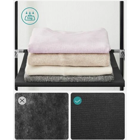 SONGMICS Stoffschrank, Kleiderschrank, 45 X 130 X 167 Cm, 3 Hängefächer, Mit 4 Seitentaschen, Viel Platz, Für Schlafzimmer, Wohnzimmer, Schwarz RYG092B02 4 SONGMICS Stoffschrank, Kleiderschrank, 45 X 130 X 167 Cm, 3 Hängefächer, Mit 4 Seitentaschen, Viel Platz, Für Schlafzimmer, Wohnzimmer, Schwarz RYG092B02 - Image 4