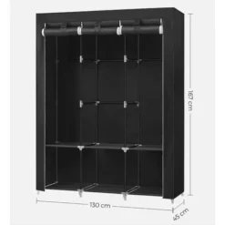 SONGMICS Stoffschrank, Kleiderschrank, 45 X 130 X 167 Cm, 3 Hängefächer, Mit 4 Seitentaschen, Viel Platz, Für Schlafzimmer, Wohnzimmer, Schwarz RYG092B02 9 SONGMICS Stoffschrank, Kleiderschrank, 45 X 130 X 167 Cm, 3 Hängefächer, Mit 4 Seitentaschen, Viel Platz, Für Schlafzimmer, Wohnzimmer, Schwarz RYG092B02 -Songmics Verkaufsgeschäft 73395053 5
