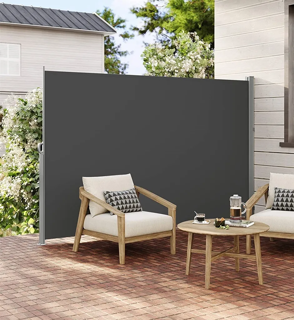 SONGMICS Seitenmarkise, Sichtschutz, 200 X 400 Cm, Ausziehbar Aus 220 G/m² Polyester,Blickdicht, Seitenrollo, Für Balkon, Terrasse, Garten, Anthrazit GSA204G02 1 SONGMICS Seitenmarkise, Sichtschutz, 200 X 400 Cm, Ausziehbar Aus 220 G/m² Polyester,Blickdicht, Seitenrollo, Für Balkon, Terrasse, Garten, Anthrazit GSA204G02