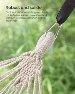 SONGMICS Hängematte, 210 X 150 Cm, Doppelhängematte, Belastbarkeit 300 Kg, Für Garten, Terrasse, Balkon, Outdoor, Camping, Mit Tragetasche, Befestigungsgurten Und Karabinern, Grau 11 SONGMICS Hängematte, 210 X 150 Cm, Doppelhängematte, Belastbarkeit 300 Kg, Für Garten, Terrasse, Balkon, Outdoor, Camping, Mit Tragetasche, Befestigungsgurten Und Karabinern, Grau -Songmics Verkaufsgeschäft 745c64460819378cb0656d6af483a4e7