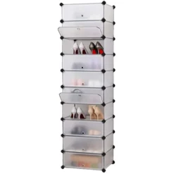 Songmics Schuhregal Für 20 Paar, Aus Kunststoff, 43 X 173 X 31cm, 10 Fächer Mit Türen, Transparent -Songmics Verkaufsgeschäft 758abd9664f8be4919411a98376d0cf79e08bc93 schuhregal songmics fuer 20 paar aus kunststoff
