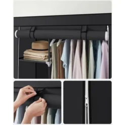 SONGMICS Kleiderschrank, Stoffschrank, 6 Ablagen, Verschiedene Aufbaumöglichkeiten, 45 X 105 X 168 Cm, Für Schlafzimmer, Ankleidezimmer, Schwarz RYG085B02 -Songmics Verkaufsgeschäft 76867925 4