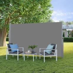 SONGMICS Alu-Seitenmarkise, Ausziehbar, 200 X 350 Cm, Aus Polyester (280 G/m²), Markise, Sichtschutz, Sonnenschutz, Blickdicht, Seitenrollo, Für Balkon, Terrasse, Garten, Grau GSA205G01 -Songmics Verkaufsgeschäft 77b8e51290bec8cbbcddde7377e64f7e