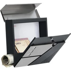 SONGMICS Briefkasten GMB053G01, Anthrazit, Silber, Aus Stahl, 37x37x10,5cm, Zeitungsfach Sichtfenster -Songmics Verkaufsgeschäft 7854e4394d732e9495376a3f6d9674b554cc1d17 briefkasten songmics gmb053g01 anthrazit silber