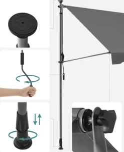 SONGMICS Balkonmarkise, 300 Cm, Alu-Klemmmarkise, 280 G/m² Polyester, Höhenverstellbar, Sonnenmarkise, Mit Handkurbel, Sonnenschutz, Für Balkon, Terrasse, Garten, Anthrazit GSA313G02 12 SONGMICS Balkonmarkise, 300 Cm, Alu-Klemmmarkise, 280 G/m² Polyester, Höhenverstellbar, Sonnenmarkise, Mit Handkurbel, Sonnenschutz, Für Balkon, Terrasse, Garten, Anthrazit GSA313G02 -Songmics Verkaufsgeschäft 7ccdb52a61bb30bd6f88f527948382ad