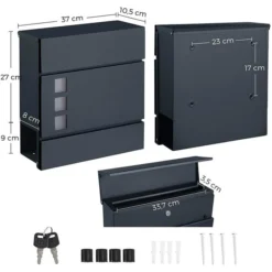 SONGMICS Briefkasten GMB052G01, Anthrazit, Stahl, 37 X 37 X 10,5cm, Sichtfenster Zeitungsfach -Songmics Verkaufsgeschäft 7dce90709251a2414ed270c5b22828d242ce9d11 briefkasten songmics gmb052g01 anthrazit