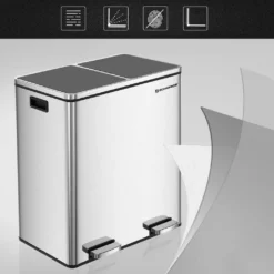 SONGMICS Mülleimer 60L Mit Müllbeutel Treteimer 2 X 30L Edelstahl Abfalleimer Mit Inneneimer Fingerabdruckfrei Mit Handgriffen Trennsysteme LTB60NL -Songmics Verkaufsgeschäft 7e2ce18dc5971103a49c5f3cd7c6d5d8