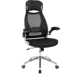 Songmics Bürostuhl OBN86BK, Schwarz, Stoff / Netz, Belastbar Bis 120 Kg