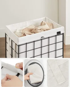 SONGMICS Wäschekorb 90L, Faltbarer Wäschesammler, Abnehmbarer Und Waschbarer Wäschesack, Metalldrahtgestell, Für Schlafzimmer, Bad, Waschküche, Schwarz-weiß LCB190W01 11 SONGMICS Wäschekorb 90L, Faltbarer Wäschesammler, Abnehmbarer Und Waschbarer Wäschesack, Metalldrahtgestell, Für Schlafzimmer, Bad, Waschküche, Schwarz-weiß LCB190W01 -Songmics Verkaufsgeschäft 7fe87be2e33395f5067888164b471e1f