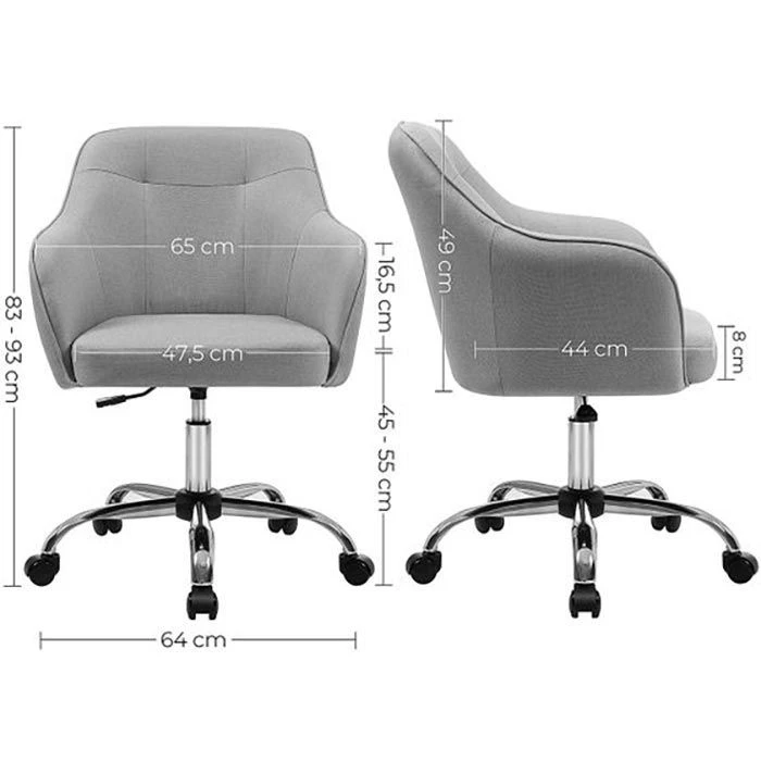 Songmics Bürostuhl OBG019G02, Grau, Stoff, Belastbar Bis 120 Kg 7 Songmics Bürostuhl OBG019G02, Grau, Stoff, Belastbar Bis 120 Kg - Image 7