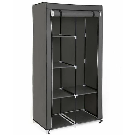 Songmics Kleiderschrank Stoffschrank Faltschrank Mit 2 Kleiderstange (belastbar Bis 25 Kg) 7 Montagearten, 88 X 45 X 168cm Ideal Für Wohnzimmer, Schlafzimmer, Garage, Keller(Grau)RYG84G 1 Songmics Kleiderschrank Stoffschrank Faltschrank Mit 2 Kleiderstange (belastbar Bis 25 Kg) 7 Montagearten, 88 X 45 X 168cm Ideal Für Wohnzimmer, Schlafzimmer, Garage, Keller(Grau)RYG84G