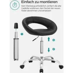 SONGMICS Gasdruckfeder Für Bürostuhl, 200 Kg Belastbarkeit, Gasdruckdämpfer Für Schreibtischstuhl, Gaming Stuhl, Chefsessel, Länge 255 Mm, Silber AOP101W01 -Songmics Verkaufsgeschäft 81314094 4