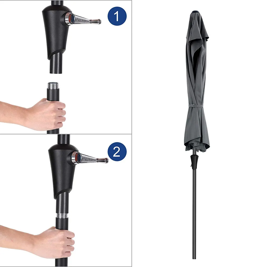 SONGMICS Sonnenschirm Ø 270cm Halbrund Sonnenschutz Bis UPF 50+ Balkonschirm Mit Kurbel Terrassenschirm Ohne Ständer Grau GPU31GY 6 SONGMICS Sonnenschirm Ø 270cm Halbrund Sonnenschutz Bis UPF 50+ Balkonschirm Mit Kurbel Terrassenschirm Ohne Ständer Grau GPU31GY - Image 6