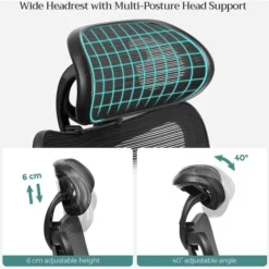 Songmics Bürostuhl OBN063B01, Schwarz, Stoff / Netz, Mit Kopfstütze, Bis 150 Kg -Songmics Verkaufsgeschäft 81833c763e2cdb626659f769270e87cac1a1008f buerostuhl songmics obn063b01