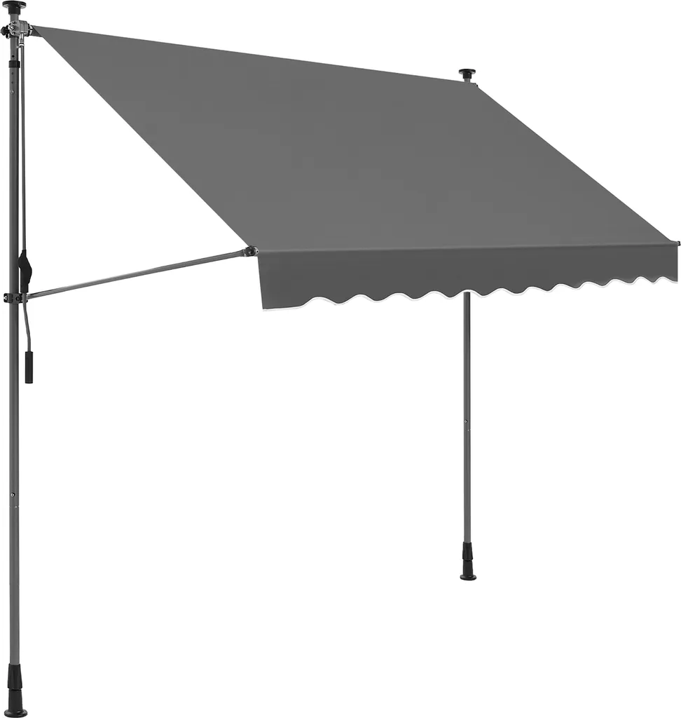 SONGMICS Balkonmarkise, 300 Cm, Alu-Klemmmarkise, 280 G/m² Polyester, Höhenverstellbar, Sonnenmarkise, Mit Handkurbel, Sonnenschutz, Für Balkon, Terrasse, Garten, Anthrazit GSA313G02 2 SONGMICS Balkonmarkise, 300 Cm, Alu-Klemmmarkise, 280 G/m² Polyester, Höhenverstellbar, Sonnenmarkise, Mit Handkurbel, Sonnenschutz, Für Balkon, Terrasse, Garten, Anthrazit GSA313G02 - Image 2