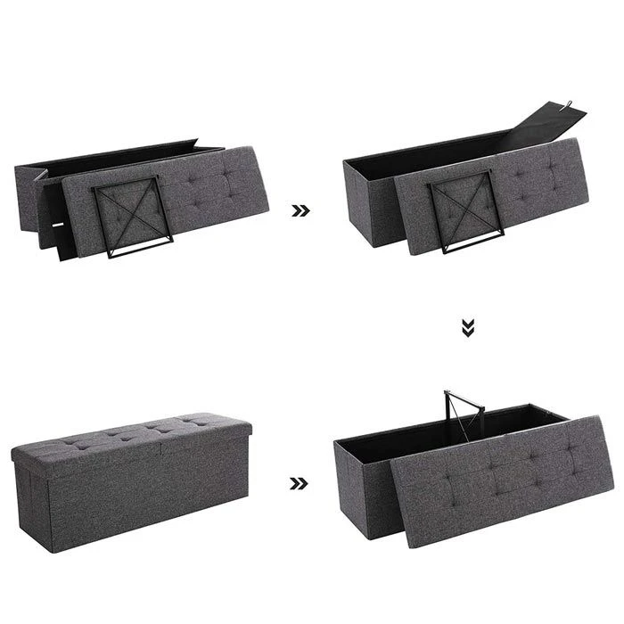 Songmics Sitztruhe Dunkelgrau, 110 X 38 X 38cm, 120L, Mit Halbdeckel, Leinen, Bis 300kg Belastbar 4 Songmics Sitztruhe Dunkelgrau, 110 X 38 X 38cm, 120L, Mit Halbdeckel, Leinen, Bis 300kg Belastbar - Image 4