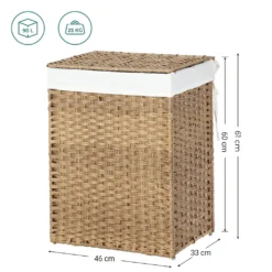 SONGMICS Wäschekorb Handgeflochten, 90 L, Wäschesammler Aus Synthetischem Rattan, Mit Deckel Und Griffen, Faltbar, Wäschesack Herausnehmbar, Naturfarben LCB51NL 13 SONGMICS Wäschekorb Handgeflochten, 90 L, Wäschesammler Aus Synthetischem Rattan, Mit Deckel Und Griffen, Faltbar, Wäschesack Herausnehmbar, Naturfarben LCB51NL -Songmics Verkaufsgeschäft 83a2814cf4d9b45a31ea6c93454e1b83