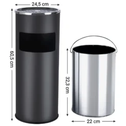 Standaschenbecher 30 L Mit Aschenbecher Schwarz 60,5 X 24,5 Cm Für Draußen Mülleimer Abfalleimer Mit Inneneimer SONGMICS LTB17C -Songmics Verkaufsgeschäft 841040500cc365c7528231040b946dc2