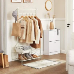 Songmics Garderobenständer HSR07W, Mit Schuhablage, Metall, Weiß 11 Songmics Garderobenständer HSR07W, Mit Schuhablage, Metall, Weiß -Songmics Verkaufsgeschäft 85cc235561af0de927ce2bc9cf6bea770b48455d garderobenstaender songmics hsr07w