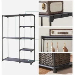 Songmics Stoffschrank RYG024G02, Grau, Offen, 112 X 165 X 43cm, Mit Kleiderstangen -Songmics Verkaufsgeschäft 8624a262d544b1f05eca5b4ef383d537a60d2116 stoffschrank songmics ryg024g02 grau offen