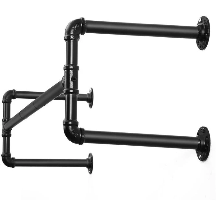 Songmics Wandgarderobe HSR64BK-02, Metall, 110 X 29,3cm, Schwarz, 2 Stück 7 Songmics Wandgarderobe HSR64BK-02, Metall, 110 X 29,3cm, Schwarz, 2 Stück - Image 7