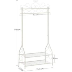 SONGMICS Kleiderständer Im Vintage-Stil Garderobenständer Mit Kleiderstange Und 2 Ablagen Aus Metall 92 X 173 X 41cm Beige HSR07W 9 SONGMICS Kleiderständer Im Vintage-Stil Garderobenständer Mit Kleiderstange Und 2 Ablagen Aus Metall 92 X 173 X 41cm Beige HSR07W -Songmics Verkaufsgeschäft 8647713 5
