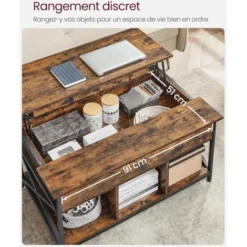 VASAGLE Couchtisch, Höhenverstellbarer Wohnzimmertisch, Kaffeetisch, Offener Und Versteckter Stauraum, X-Streben, 60 X 100 X (48-62) Cm, Vintagebraun-schwarz Von Songmics LCT205B01 7 VASAGLE Couchtisch, Höhenverstellbarer Wohnzimmertisch, Kaffeetisch, Offener Und Versteckter Stauraum, X-Streben, 60 X 100 X (48-62) Cm, Vintagebraun-schwarz Von Songmics LCT205B01 -Songmics Verkaufsgeschäft 86734689 3