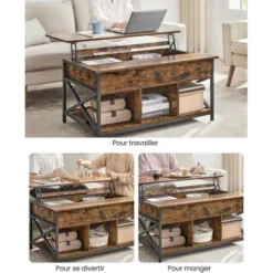 VASAGLE Couchtisch, Höhenverstellbarer Wohnzimmertisch, Kaffeetisch, Offener Und Versteckter Stauraum, X-Streben, 60 X 100 X (48-62) Cm, Vintagebraun-schwarz Von Songmics LCT205B01 8 VASAGLE Couchtisch, Höhenverstellbarer Wohnzimmertisch, Kaffeetisch, Offener Und Versteckter Stauraum, X-Streben, 60 X 100 X (48-62) Cm, Vintagebraun-schwarz Von Songmics LCT205B01 -Songmics Verkaufsgeschäft 86734689 4