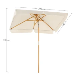 SONGMICS Sonnenschirm Für Den Balkon, 200 X 125 Cm, Rechteckiger Balkonschirm, Sonnenschutz, Schirmmast, Schirmrippen Aus Holz, Knickbar, Ohne Ständer, Garten, Outdoor, Beige GPU26BE -Songmics Verkaufsgeschäft 869116c4c4e22a010d7bbed05ca88a8a