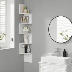 VASAGLE Eckregal, 5 Ebenen Hängeregal, Wandregal Mit Zickzack-Design, Bücherregal, Weiß 20 X 20 X 127,5cm Von SONGMICS LBC20WT -Songmics Verkaufsgeschäft 8719829 3