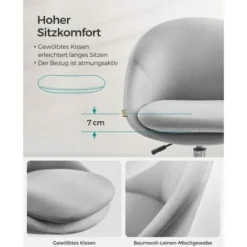 Songmics Homeoffice Stuhl, Drehstuhl, Schreibtischstuhl, Höhenverstellbar, OBG020G01 7 Songmics Homeoffice Stuhl, Drehstuhl, Schreibtischstuhl, Höhenverstellbar, OBG020G01 -Songmics Verkaufsgeschäft 88733159 3