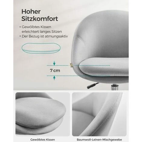 Songmics Homeoffice Stuhl, Drehstuhl, Schreibtischstuhl, Höhenverstellbar, OBG020G01 3 Songmics Homeoffice Stuhl, Drehstuhl, Schreibtischstuhl, Höhenverstellbar, OBG020G01 - Image 3
