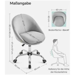 Songmics Homeoffice Stuhl, Drehstuhl, Schreibtischstuhl, Höhenverstellbar, OBG020G01 9 Songmics Homeoffice Stuhl, Drehstuhl, Schreibtischstuhl, Höhenverstellbar, OBG020G01 -Songmics Verkaufsgeschäft 88733159 5