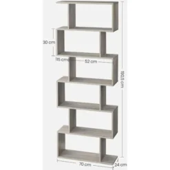 VASAGLE Bücherregal, Treppenregal Mit 6 Fächern, 6-Würfel, Ausstellungsregal Aus Holz, Freistehendes Regal, Raumteiler, 97.5 X 97.5 X 29cm, Weiß, Von SONGMICS, LBC63WT -Songmics Verkaufsgeschäft 8939779 5