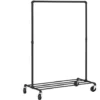 SONGMICS Kleiderständer Auf Rollen, Bis 90 Kg Belastbar, Im Industriedesign, Metall-Garderobenständer Mit 1 Kleiderstange Und Ablage, Schwerlast, Für Schlafzimmer, Waschküche, Schwarz HSR61BK