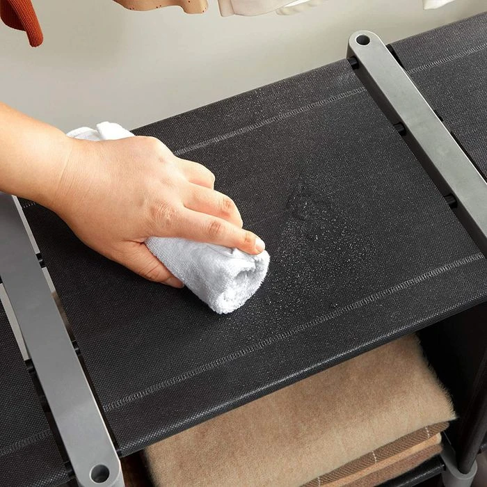 Songmics Bücherregal LSN63H, Schwarz, Stufenregal, Metall/Stoff, 105x105x30cm, 6 Fächer 5 Songmics Bücherregal LSN63H, Schwarz, Stufenregal, Metall/Stoff, 105x105x30cm, 6 Fächer - Image 5