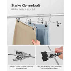 Songmics Kleiderbügel CRI003-20, Aus Metall, Rockbügel Mit Klammern, 31cm Breit, 20 Stück -Songmics Verkaufsgeschäft 8dad56d687e5b5ea4cb5e9adf00affa4652da544 kleiderbuegel songmics cri003 20 aus metall
