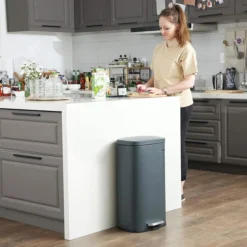 Songmics Mülleimer LTB01L, Rauchgrau, Aus Metall, 30 Liter -Songmics Verkaufsgeschäft 8f6144a026c199b7845b706d00bc767d33020094 muelleimer songmics ltb01l rauchgrau