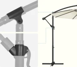 SONGMICS Sonnenschirm, Ø 300 Cm, Mit Ständer, Sonnenschutz UV-Schutz Bis UPF 50+, Mit Kurbel Zum Öffnen Und Schließen, Beige GPU116M01 -Songmics Verkaufsgeschäft 8f7a0579601486e6d74a864efcbc920a