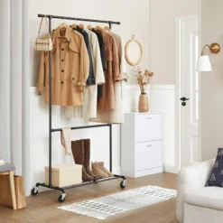 Songmics Garderobenständer HSR62BK, Bis 110 Kg, Mit Rollen, Metall, Schwarz -Songmics Verkaufsgeschäft 905660336e2b7bf3c4b77b3e057122fedba51b9c garderobenstaender songmics hsr62bk bis 110 kg