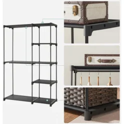 Songmics Stoffschrank RYG24BK, Schwarz, Offen, 112 X 165 X 43cm, Mit Kleiderstangen 12 Songmics Stoffschrank RYG24BK, Schwarz, Offen, 112 X 165 X 43cm, Mit Kleiderstangen -Songmics Verkaufsgeschäft 92067324dc2f8f6d87d481f9476d19e95feac88a stoffschrank songmics ryg24bk schwarz offen