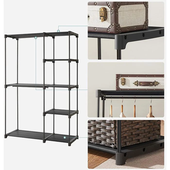 Songmics Stoffschrank RYG24BK, Schwarz, Offen, 112 X 165 X 43cm, Mit Kleiderstangen 5 Songmics Stoffschrank RYG24BK, Schwarz, Offen, 112 X 165 X 43cm, Mit Kleiderstangen - Image 5