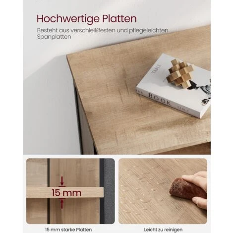 Songmics VASAGLE Küchenschrank, Bücherregal, 2 Offene Fächer, Schrank Mit Verstellbaren Ablagen, Bücherschrank Mit Türen, Stahlrahmen, Für Wohnzimmer, Küche, Arbeitszimmer, Eichenbraun-schwarz CSL066B50 5 Songmics VASAGLE Küchenschrank, Bücherregal, 2 Offene Fächer, Schrank Mit Verstellbaren Ablagen, Bücherschrank Mit Türen, Stahlrahmen, Für Wohnzimmer, Küche, Arbeitszimmer, Eichenbraun-schwarz CSL066B50 - Image 5