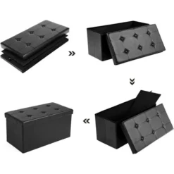 Songmics Sitztruhe Schwarz, 76 X 38 X 38cm, Mit 86L Stauraum, Kunstleder, Bis 300kg Belastbar -Songmics Verkaufsgeschäft 927360ff985fecc2828b7f2fa454a7b9c3e4d416 sitztruhe songmics schwarz 76 x 38 x 38cm