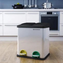 Songmics Mülleimer LTB30L, Silber, Aus Edelstahl, 2 X 15 Liter -Songmics Verkaufsgeschäft 9363db40d72e1376d9436200060b0519985f6b7b muelleimer songmics ltb30l silber