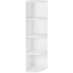 Songmics 4 Ebenen Eckregal Standregal Bücherregal Aus Holz Für Küche Schlafzimmer Wohnzimmer Büro Weiß LBC42WT