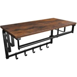 VASAGLE Wandgarderobe Mit Ablage, Wandregal, Mit 5 Abnehmbaren Haken, LCR12BX Von SONGMICS